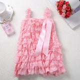 Baby Lace Rompers Infant Lace Romper with Straps Ribbon Bow Kids Jumpsuit Baby Girls Lace Ruffled Petti Romper