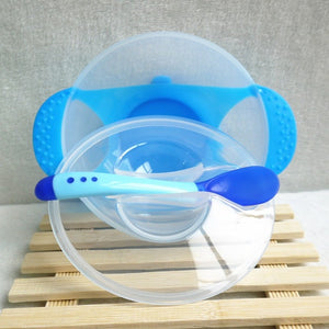 Temperature Sensing Feeding Spoon Child Tableware Food Bowl Learning Dishes Service Plate/Tray Suction Cup Baby Dinnerware Set