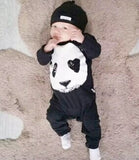 New 2018 autumn spring baby boy girl rompers fashion cotton black long sleeve panda pattern  newborn neutral baby clothes