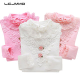 LCJMMO  Fashion Spring Lace Girls Blouse Tops 2017 Cotton Long Sleeve Soild Girl School Blouse Shirts Blusas Children Clothing