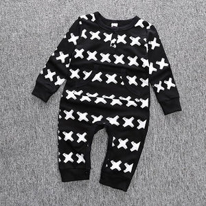 2018 New Autumn Spring cotton baby clothes boys long sleeve X printed baby coveralls newborn baby clothes infant clothes SR062