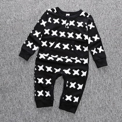 2018 New Autumn Spring cotton baby clothes boys long sleeve X printed baby coveralls newborn baby clothes infant clothes SR062