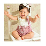 Baby Lace Rompers Infant Lace Romper with Straps Ribbon Bow Kids Jumpsuit Baby Girls Lace Ruffled Petti Romper