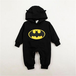 Newborn Baby Boys Girls Clothes Infantil Kids Hooded Batman Printing Long Sleeve Cotton Rompers Jumpsuit For Children Outfit