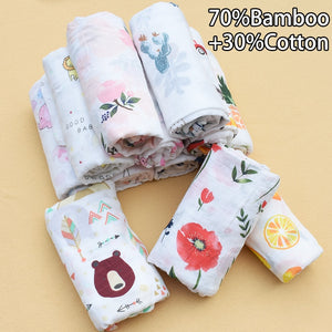 Pink Swan 70%Bamboo+30%Cotton Baby Muslin Swaddle Blankets Soft Breathable Baby Warp Infant Bath Towel Wrap Baby Swaddle