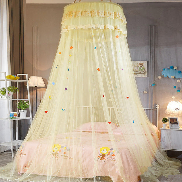 New Children Elegant Tulle Bed Dome Bed Netting Canopy Circular Pink Round Dome Bedding Mosquito Net for Twin Queen King Bed