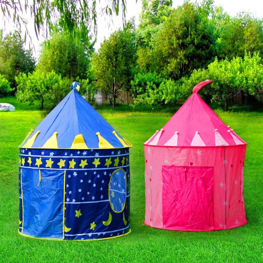 Portable Blue/Pink Prince Foldable Tipi camping toy Tent for Kids Children Castle Play House For Kids Best Gift beach tent