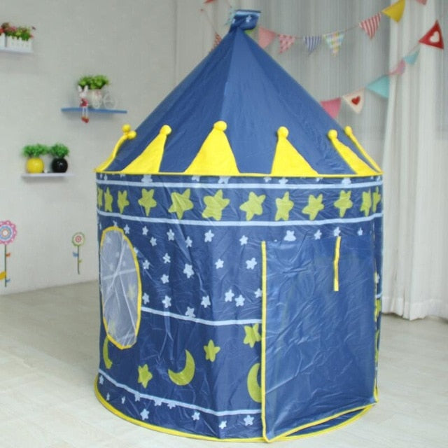 Portable Blue/Pink Prince Foldable Tipi camping toy Tent for Kids Children Castle Play House For Kids Best Gift beach tent