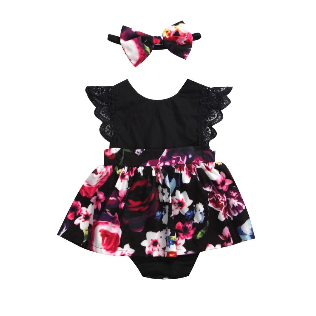 2018 FOCUSNORM Newborn Baby Infant Girl Romper Tutu Dress Headband Floral Outfits Party Dress