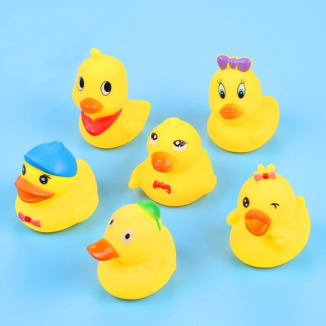 13 Pcs Mixed Animals Swimming Water Toys Colorful Soft Floating Rubber Duck Squeeze Sound Squeaky Bathing Toy For Baby Bath Toys