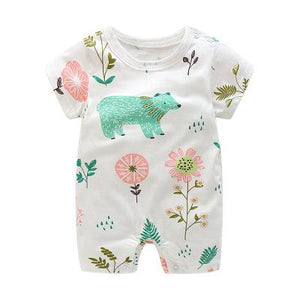 2019 Summer New Style Short Sleeved Girls Dress Baby Romper Cotton Newborn Body Suit Baby Pajama Boys Animal Monkey Rompers