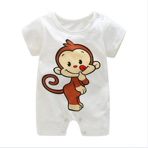 2019 Summer New Style Short Sleeved Girls Dress Baby Romper Cotton Newborn Body Suit Baby Pajama Boys Animal Monkey Rompers