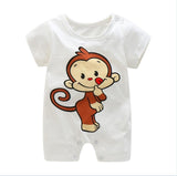 2019 Summer New Style Short Sleeved Girls Dress Baby Romper Cotton Newborn Body Suit Baby Pajama Boys Animal Monkey Rompers