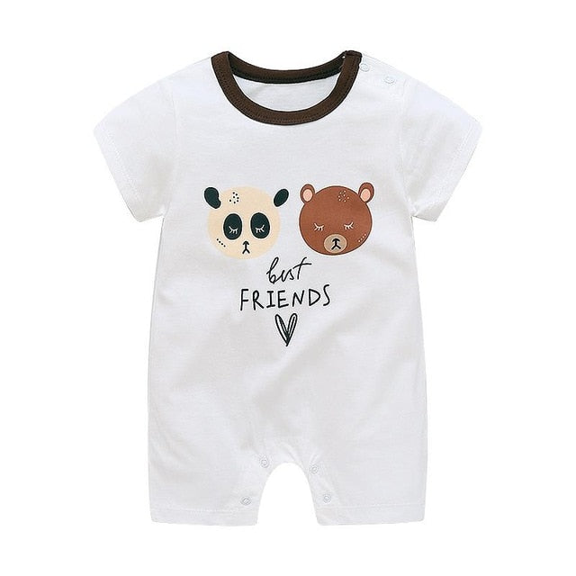 2019 Summer New Style Short Sleeved Girls Dress Baby Romper Cotton Newborn Body Suit Baby Pajama Boys Animal Monkey Rompers