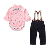 Baby Boy Clothes Newborn Infant Clothing Set Gentleman Suit Long Sleeve Romper+suspender Trousers Toddler Boys Clothes Outfits