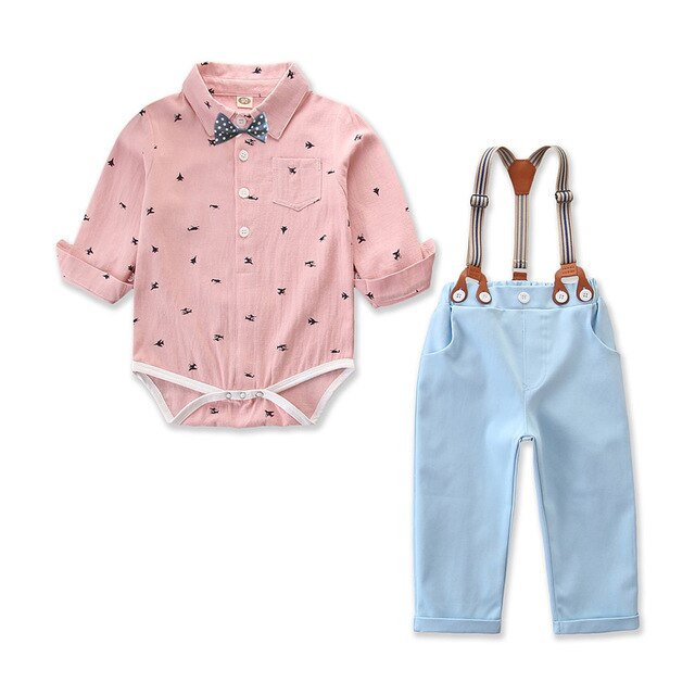 Baby Boy Clothes Newborn Infant Clothing Set Gentleman Suit Long Sleeve Romper+suspender Trousers Toddler Boys Clothes Outfits