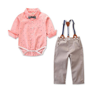 Baby Boy Clothes Newborn Infant Clothing Set Gentleman Suit Long Sleeve Romper+suspender Trousers Toddler Boys Clothes Outfits