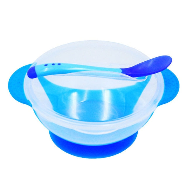 Temperature Sensing Feeding Spoon Child Tableware Food Bowl Learning Dishes Service Plate/Tray Suction Cup Baby Dinnerware Set