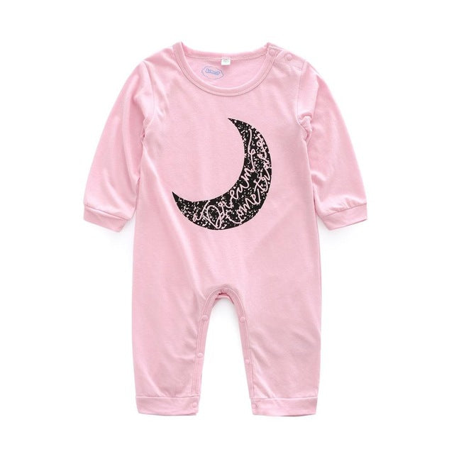 Kimocat  Kid Autumn New Baby Boy Clothes Long SLeeve Rompers Kids Baby Girls Outfits Cotton O-Neck Letters Moon Print Jumpsuits