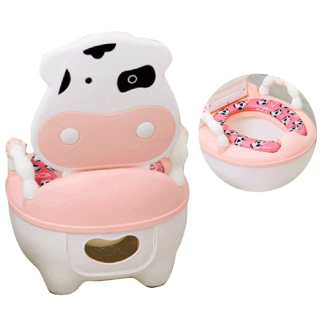 Baby potty toilet bowl training pan toilet seat children's pot kids bedpan portable urinal comfortable backrest cartoon cute pot