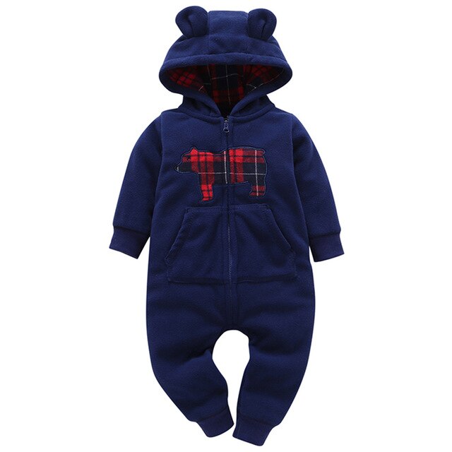 Baby Outerwear Pink Girls Rompers Coat Spring Autumn Long Sleeve Ear Hooded Full Print Baby Boys Jumpsuit  Bebe Costume