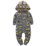 Baby Outerwear Pink Girls Rompers Coat Spring Autumn Long Sleeve Ear Hooded Full Print Baby Boys Jumpsuit  Bebe Costume