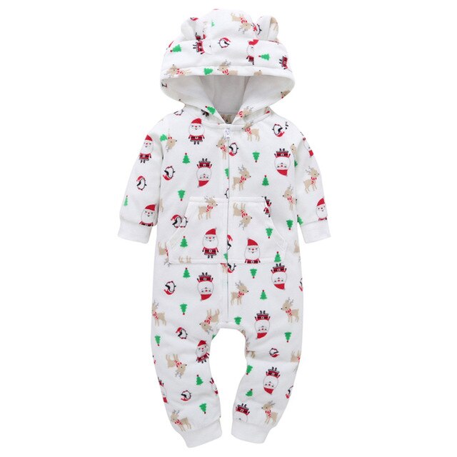 Baby Outerwear Pink Girls Rompers Coat Spring Autumn Long Sleeve Ear Hooded Full Print Baby Boys Jumpsuit  Bebe Costume