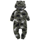 Baby Outerwear Pink Girls Rompers Coat Spring Autumn Long Sleeve Ear Hooded Full Print Baby Boys Jumpsuit  Bebe Costume