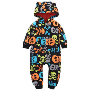 Baby Outerwear Pink Girls Rompers Coat Spring Autumn Long Sleeve Ear Hooded Full Print Baby Boys Jumpsuit  Bebe Costume