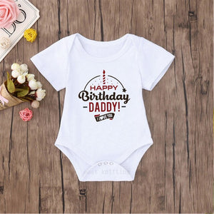 Newborn  Baby Girls and Boys Clothes Letter Print Cotton Summer Rompers Jumpsuit Costume HAPPY Birthday DADDY Roupa Menina Kids