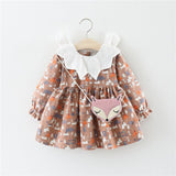 Cute Baby Girls Dress Toddler Kid Clothes Infant Party Pageant Outfit Princess Dress with Fox Bag Children Clothing 6M-3Y