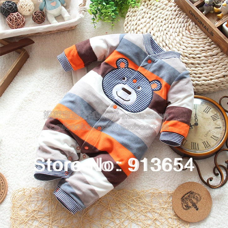 Free shipping Retail new 2017 spring autumn baby clothing Baby creepers baby boy romper newborn kids bear long sleeve overall