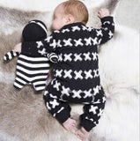 New autumn spring cotton baby boy clothes long sleeve X printed baby rompers newborn clothes infant clothing